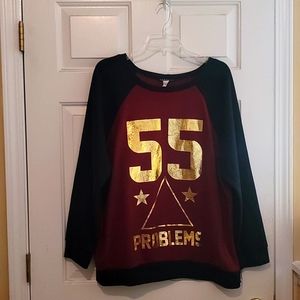 Dark Blue and Burgundy 55 Problems Fleece long shirt
